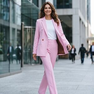 Valentina Shah Lilac Double Breasted Pant Suit Set Handmade Italy Limited Ed 10